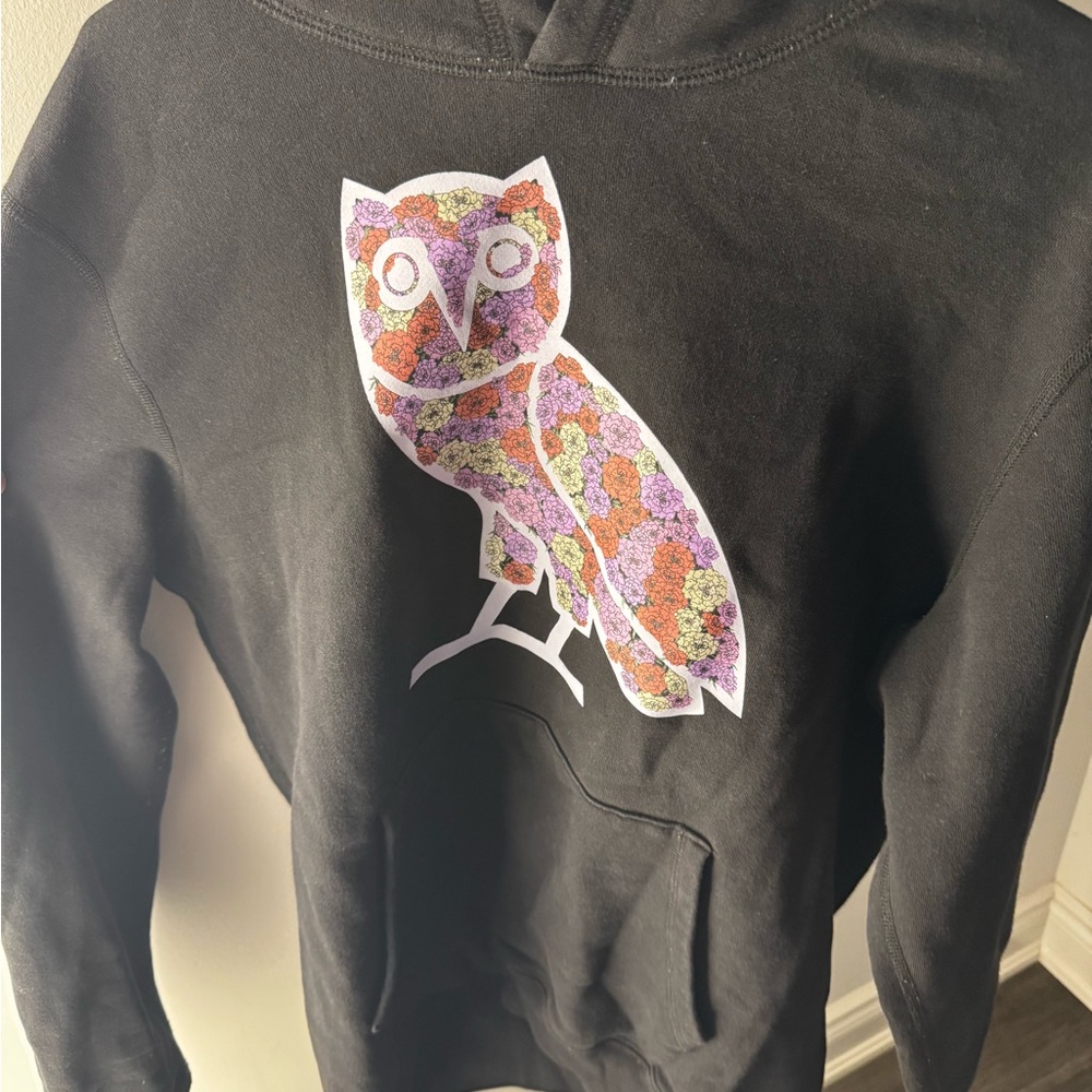 Black Hoodie with Colorful Owl Design